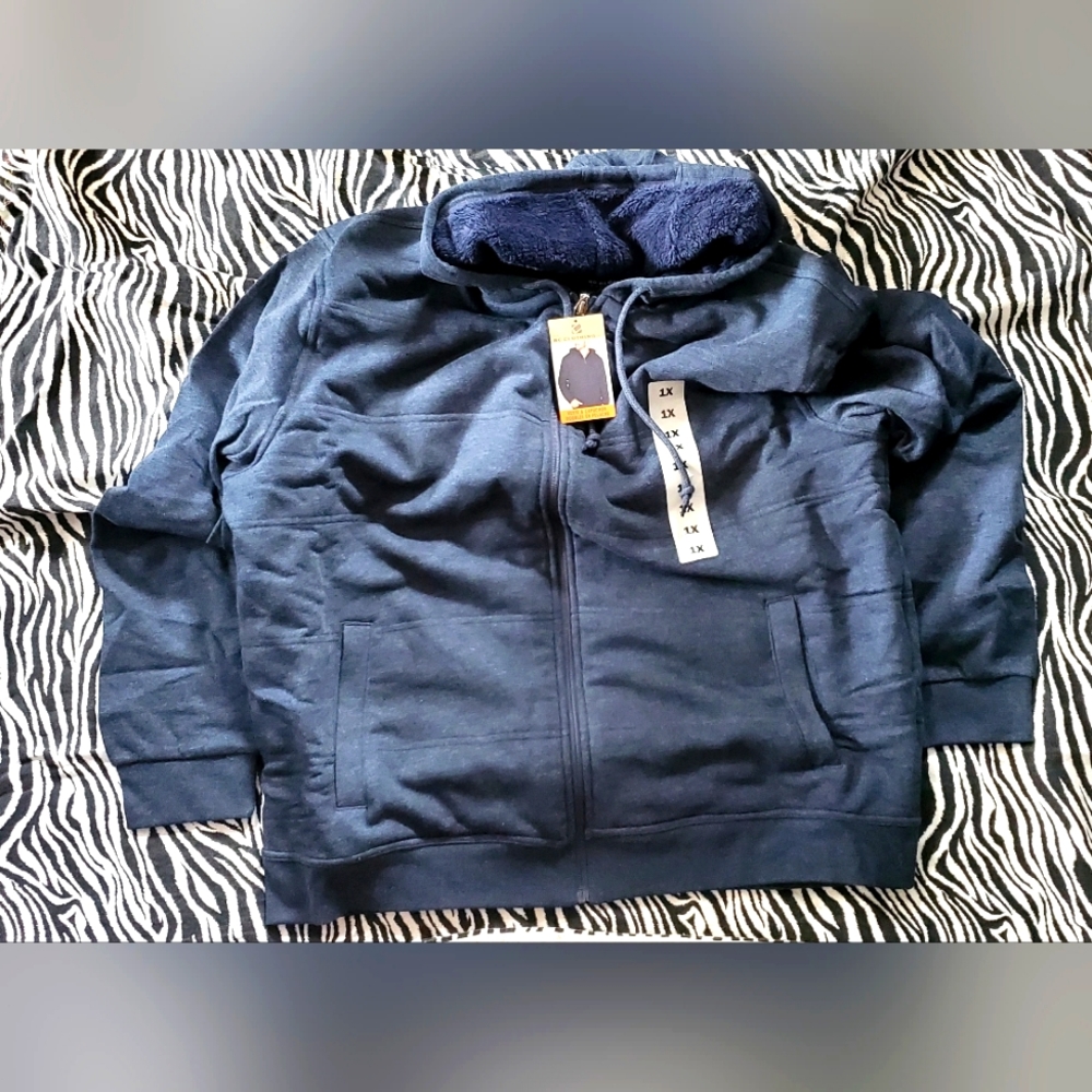 1x Bc clothing thick navy blue fleece lined hoodie sweater